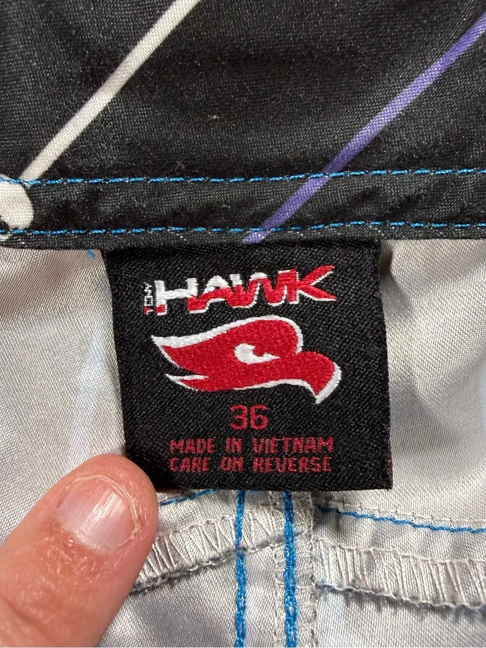Tony Hawk Y2K Board Shorts Mens 36 Black‎ Skull Pinstripe Skate 2000s Surf Swim